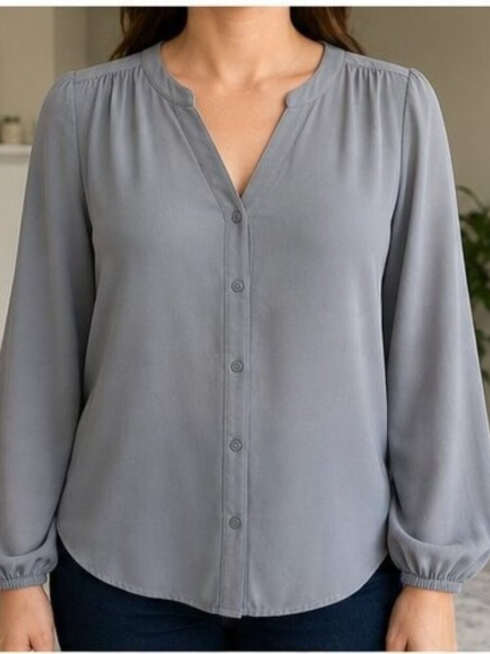 Gray Button Blouse